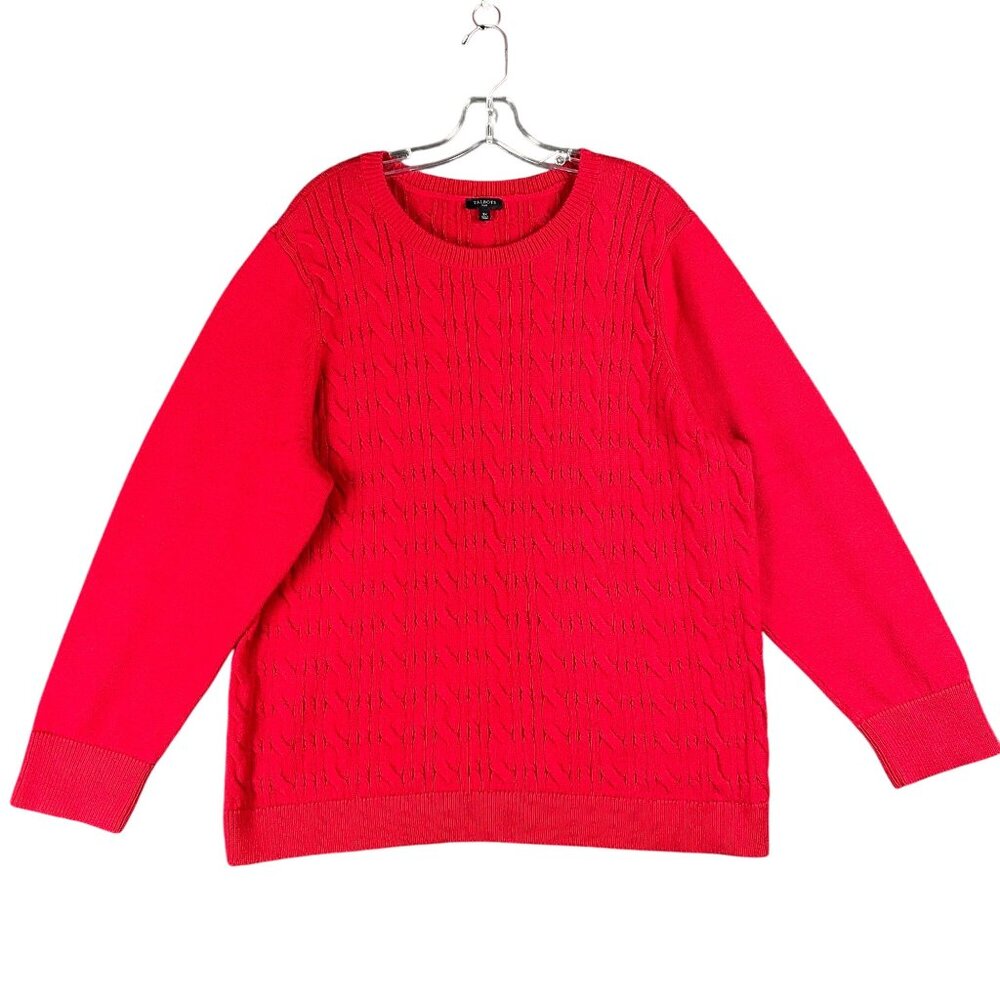 Talbots Sweater Womens Size 3X Red Cable Knit Fisherman Office Capsule Holiday